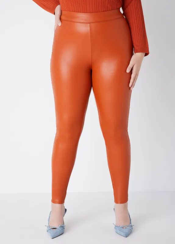 Faux Leather High Waist Leggings sold by Ashley Stewart