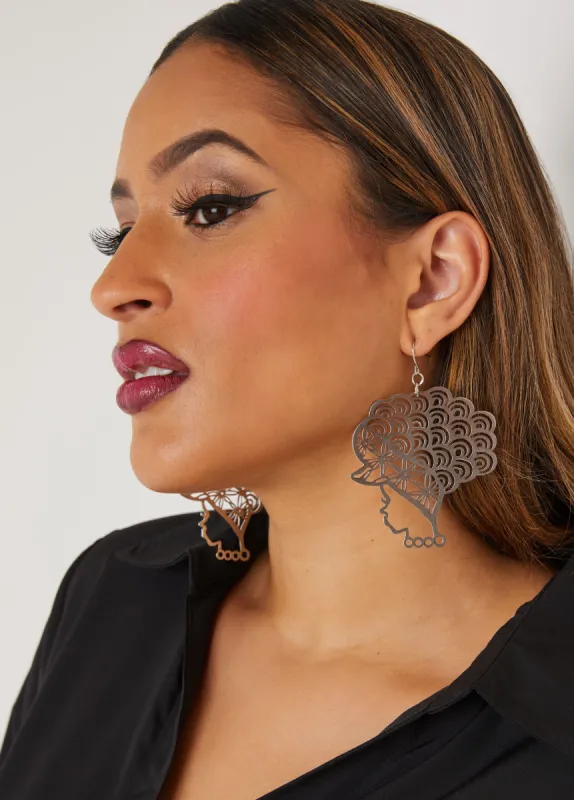 Cutout Profile Drop Earrings sold by Ashley Stewart
