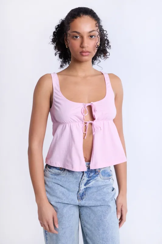 Fly-Away Tie-Front Top sold by Bluenotes