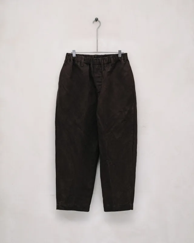 Elastic Pant - Washi/Cotton Twill, Natural Dye Brown (Mud Dye) sold by Evan Kinori Mens