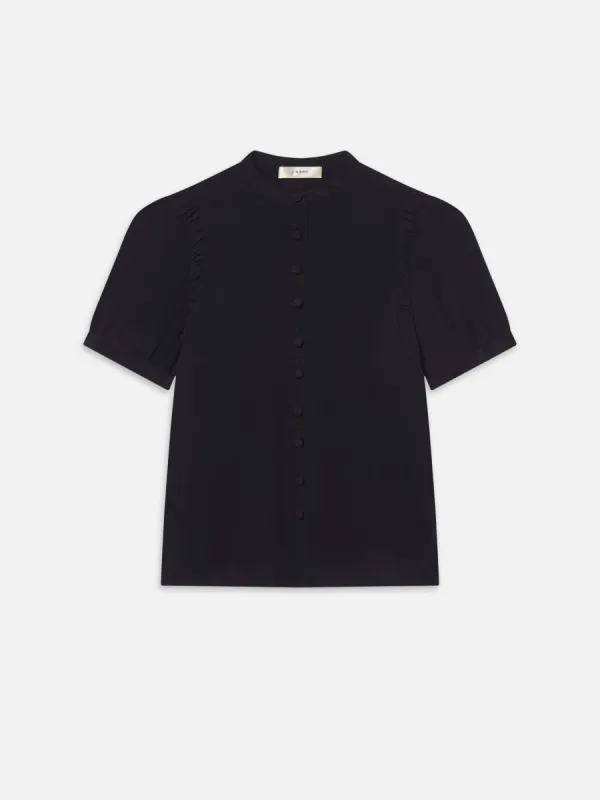The Silk Gathered Top -- Navy sold by Frame Denim