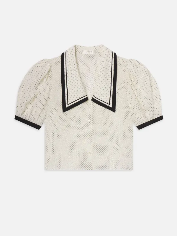 The Polka Dot Sailor Blouse -- Cream Multi sold by Frame Denim