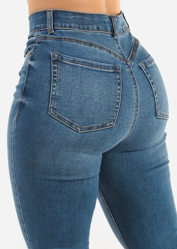 Super High Waist Stretch Skinny Jeans Med Wash sold by Moda