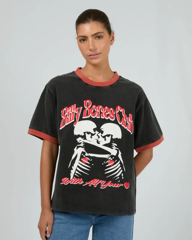 All Your Heart Ringer Tee Vintage Black Red sold by edge clothing