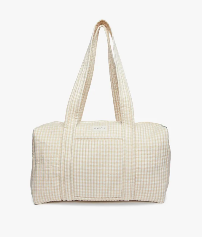 Daphne Travel Weekender Zip Tote Bag - Beige Gingham - Kayu sold by Andie