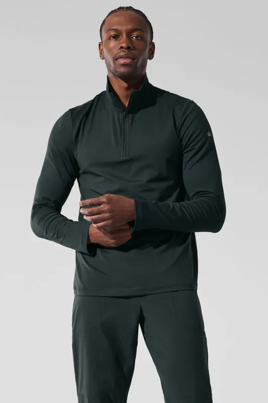 Conquer 1/4 Zip Reform Long Sleeve - Charcoal Green sold by Alo Yoga