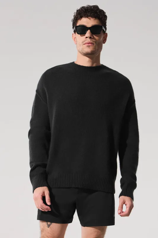 New Class Cashmere Crewneck Sweater - Black sold by Alo Yoga