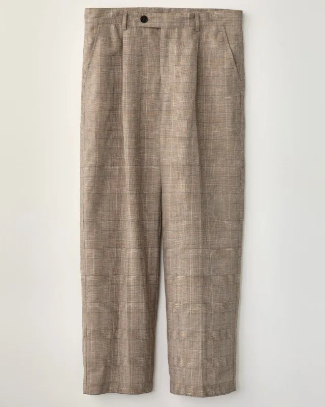 Plaid Linen Pleated Trouser sold by Corridor