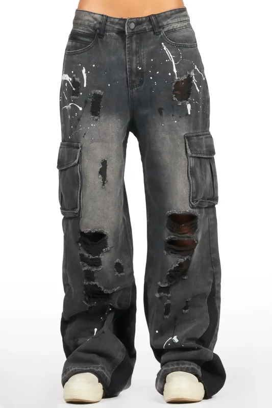Mileah Black Baggy Cargo Jean sold by Rockstar Original