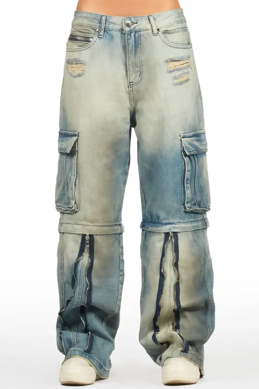 Blenda Tinted Dark Wash Baggy Cargo Jean sold by Rockstar Original