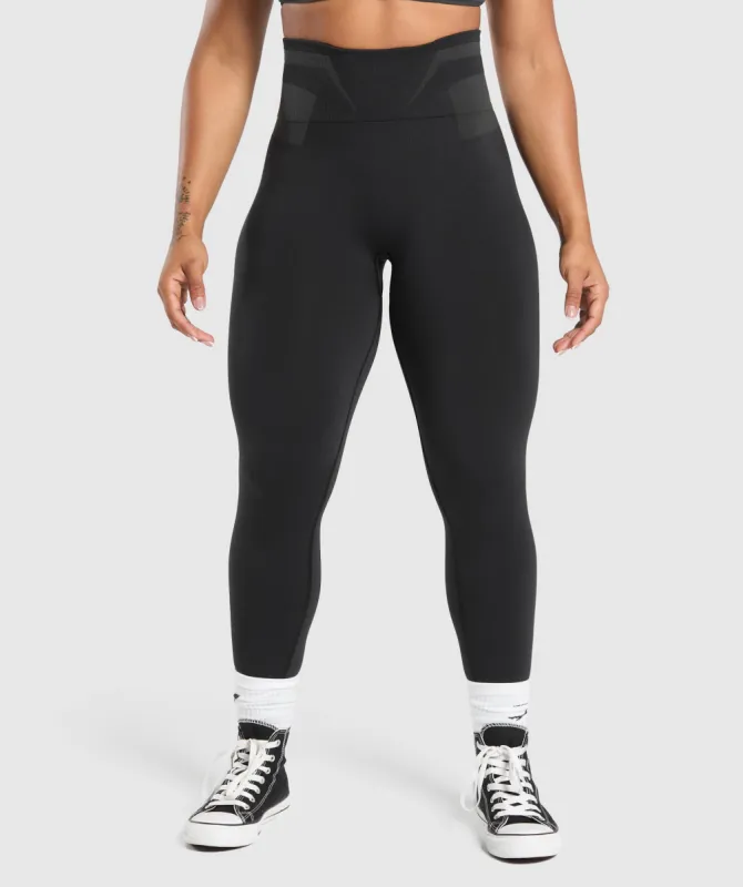 Gymshark Glute Boost Seamless Leggings - Black/Asphalt Grey sold by Gymshark