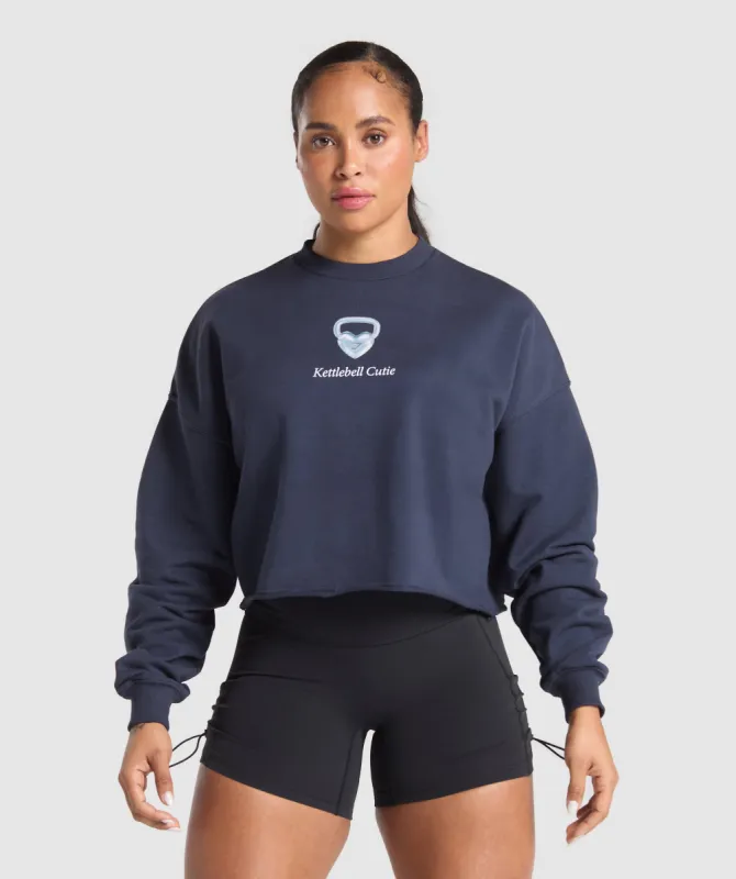 Gymshark Kettlebell Cutie Cropped Sweatshirt - Heavy Blue sold by Gymshark