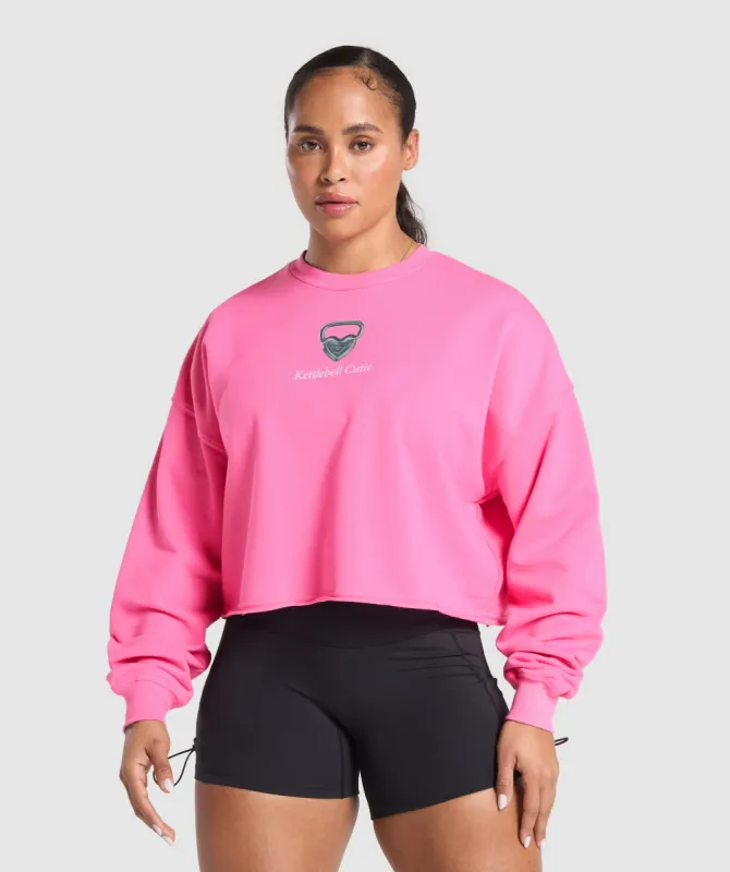 Gymshark Kettlebell Cutie Cropped Sweatshirt - Physical Pink sold by Gymshark