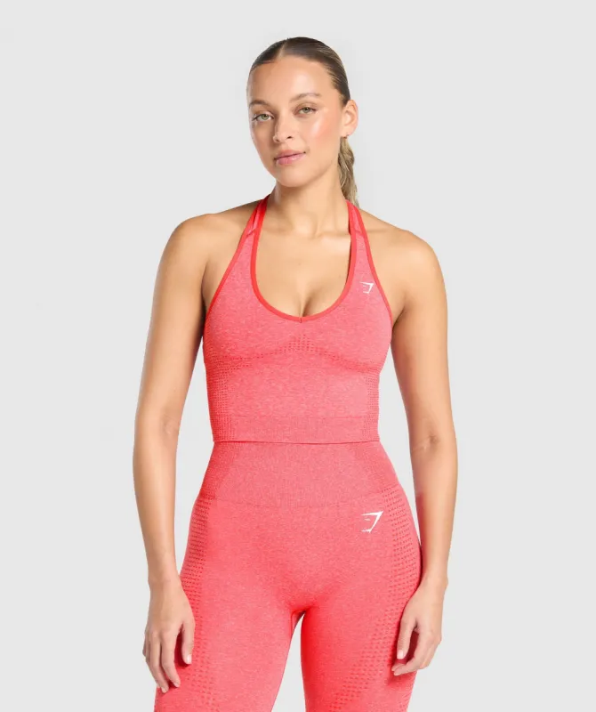 Gymshark Vital Seamless Halter Neck Tank With Shelf - Coral Red Marl sold by Gymshark