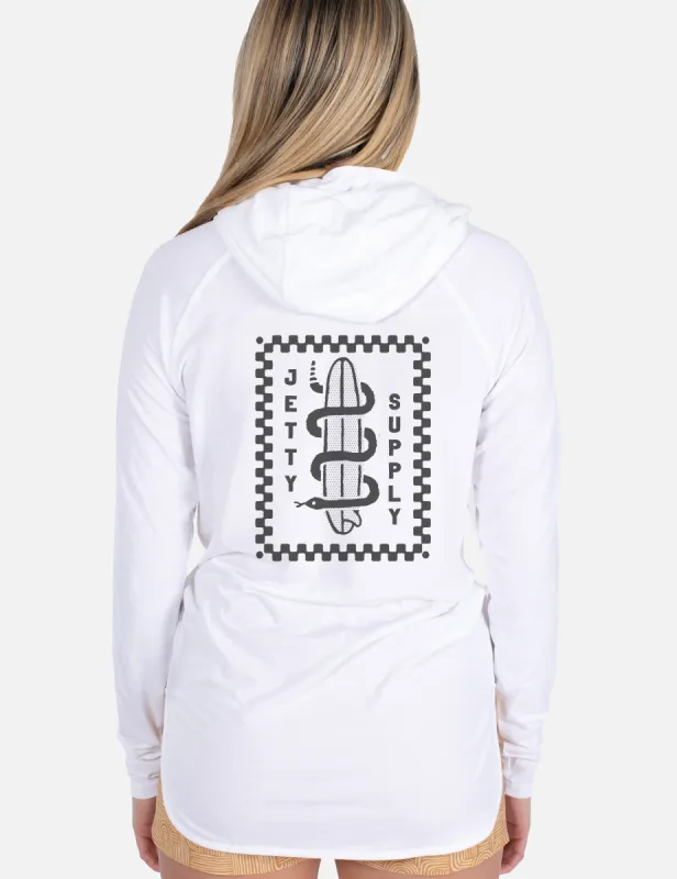 Wave Snake Hooded UV Long Sleeve - White sold by JETTY