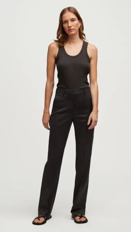 Straight Leg Trouser in Seasonless Wool | Smoke sold by Argent