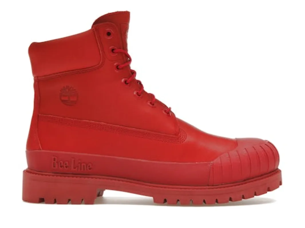 Timberland 6" Boot Premium Bee Line Rubber Toe WP Red Nubuck sold by Addict Sneakers