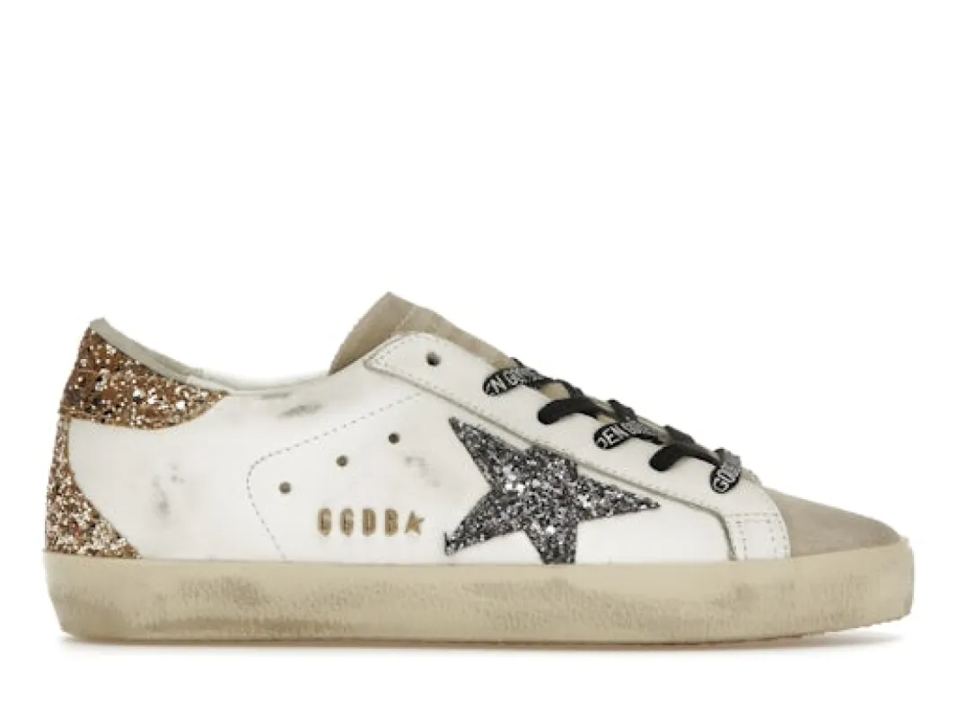 Golden Goose Super-Star White Silver Gold Glitter (Women's) sold by Addict Sneakers
