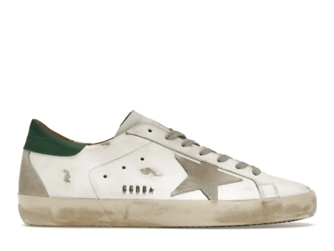 Golden Goose Super-Star White Green Grey Suede Patch sold by Addict Sneakers