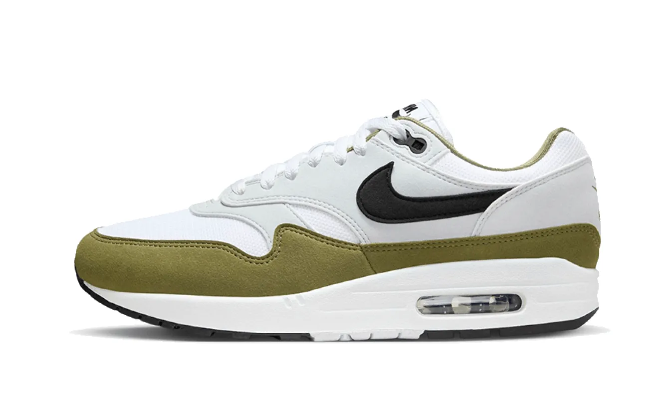 Nike Air Max 1 White Black Medium Olive sold by Addict Sneakers