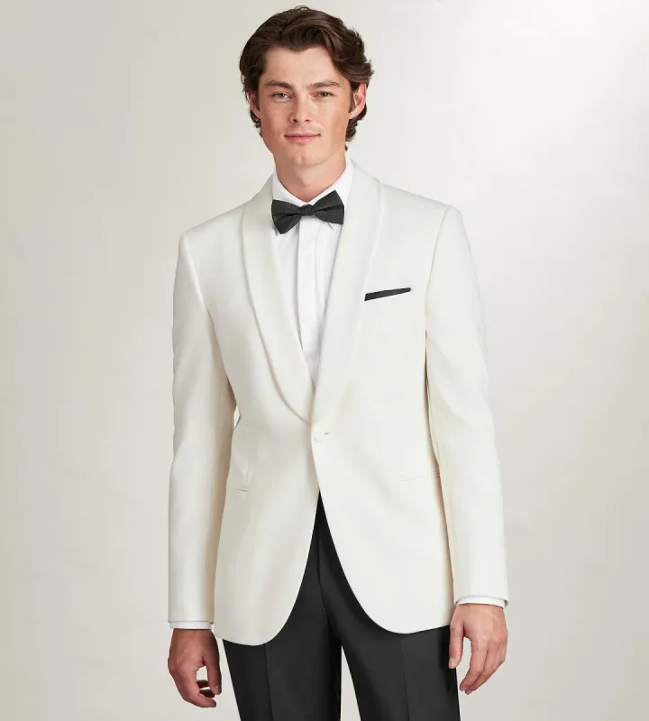 Slim Fit Ivory Solid Tuxedo Jacket sold by Tip Top