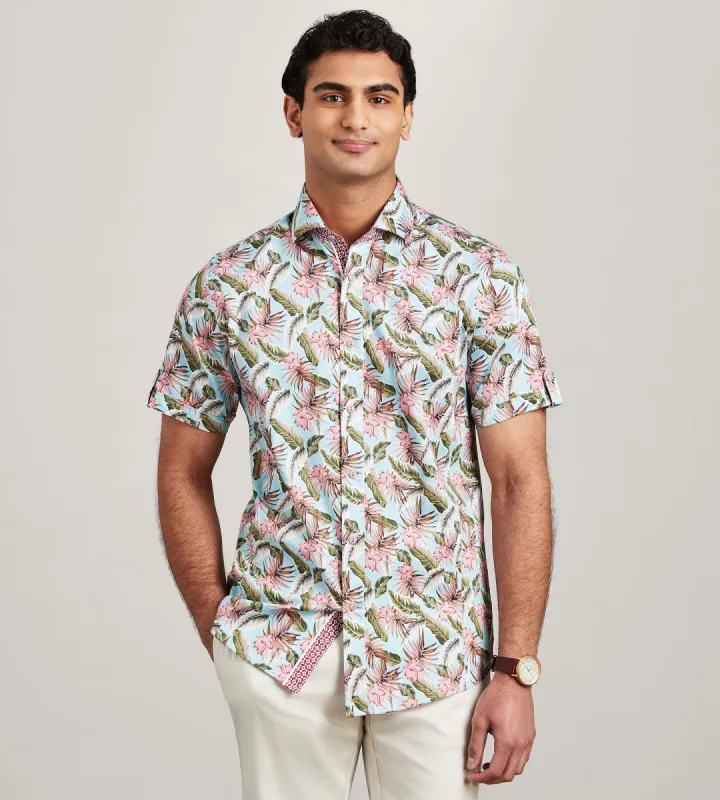 Modern Fit Short Sleeve Tropical Pattern Casual Shirt sold by Tip Top