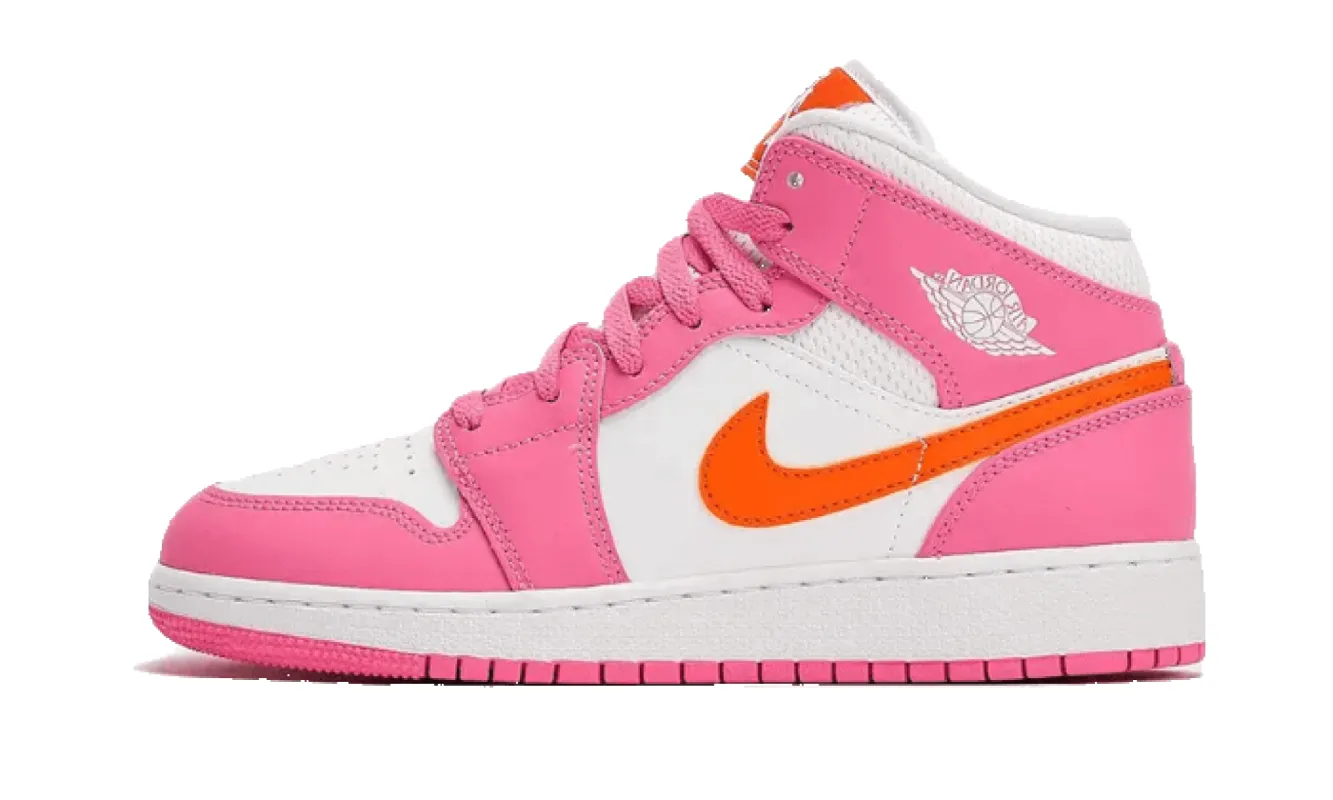 Air Jordan 1 Mid Pinksicle Safety Orange sold by Addict Sneakers