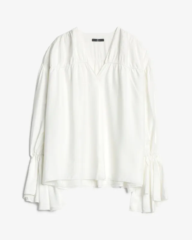 Silk Blend Ariel Shirt in White sold by 7 For All Mankind