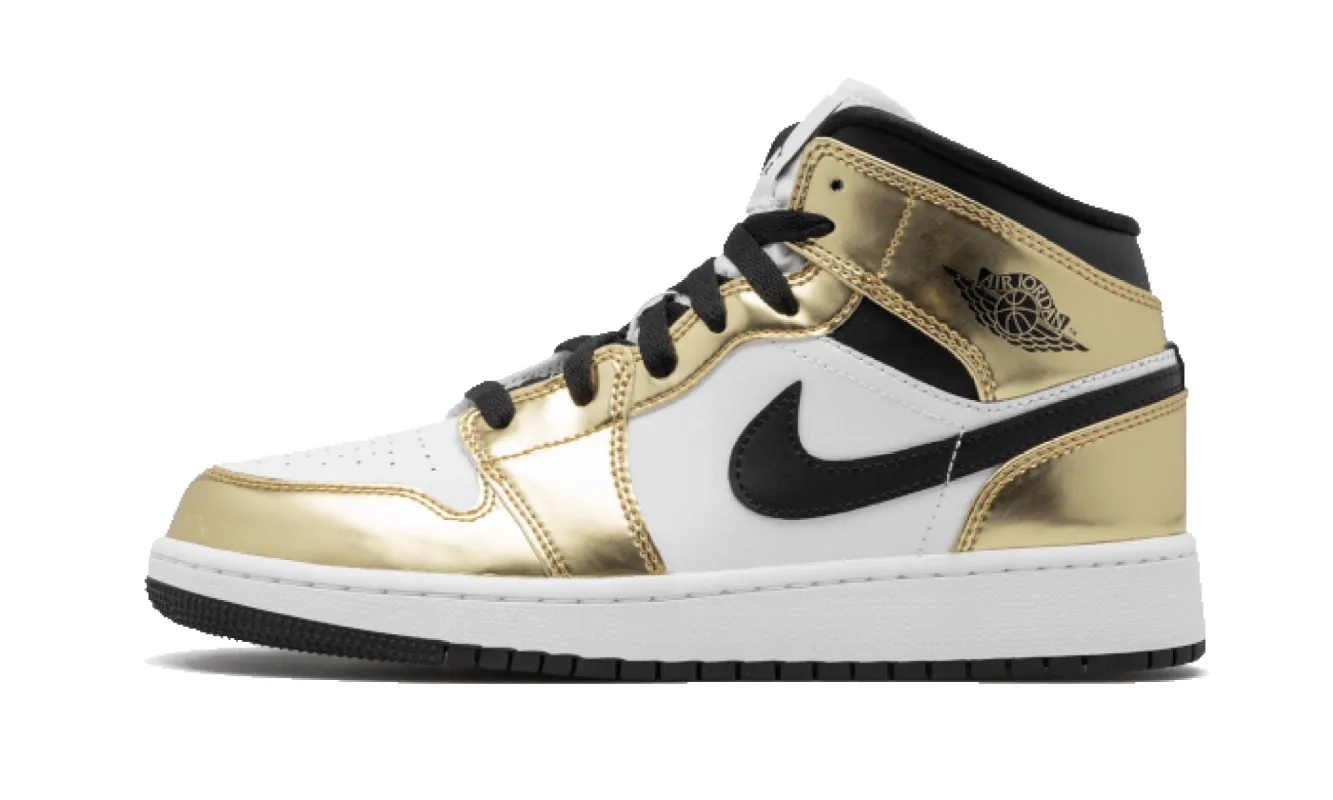 Air Jordan 1 Mid White Metallic Gold sold by Addict Sneakers