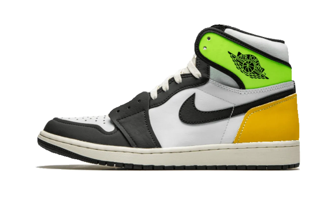 Air Jordan 1 Retro High White Black Volt University Gold sold by Addict Sneakers
