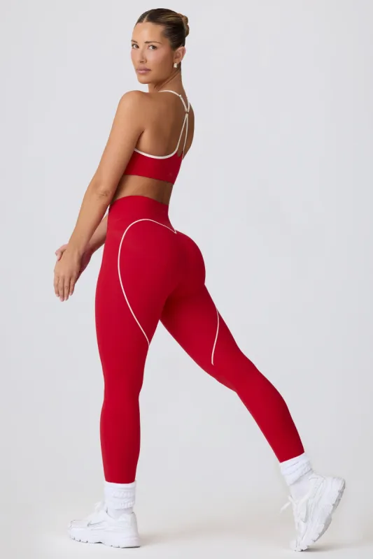 Soft Active Mid-Rise Leggings in Hot Red sold by Oh Polly