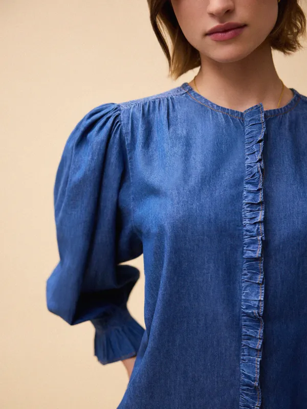 Florence Chambray Blouse - Blue sold by iris