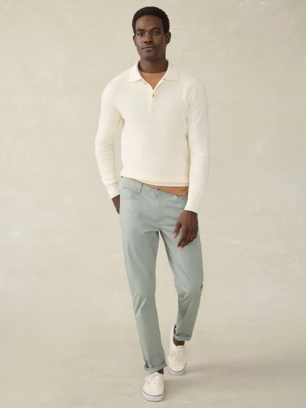 Sunwashed Sweater Polo - White Shell sold by Faherty