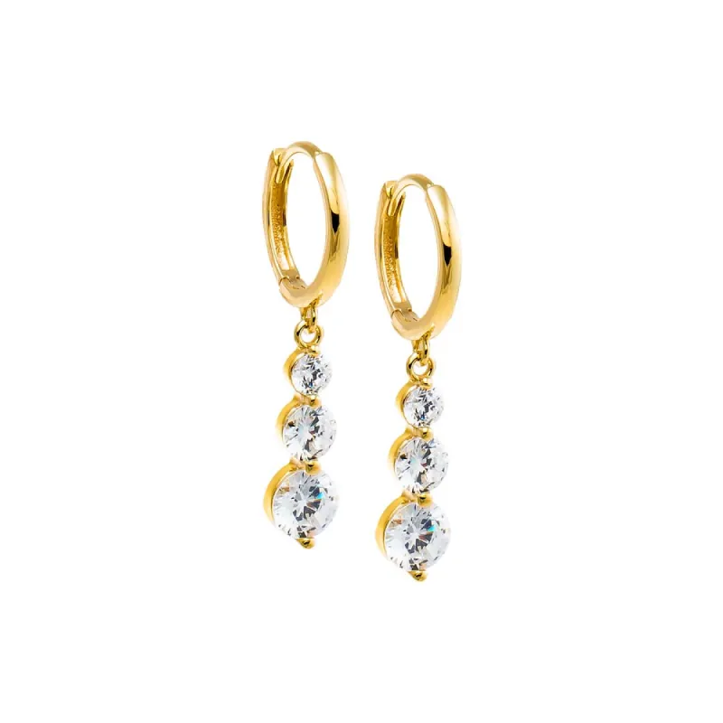 CZ Graduated Dangling Drop Huggie Earring sold by Adina Eden's