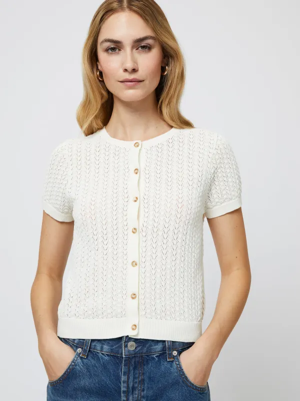 Cotton Blend Pointelle Cardigan sold by French Connection