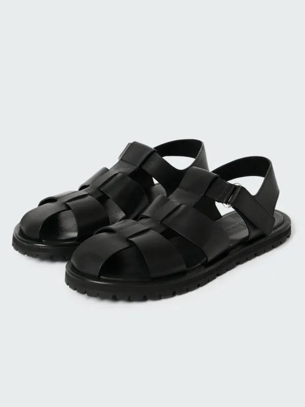Women's Sandom Leather Sandal in Black sold by Studio Nicholson