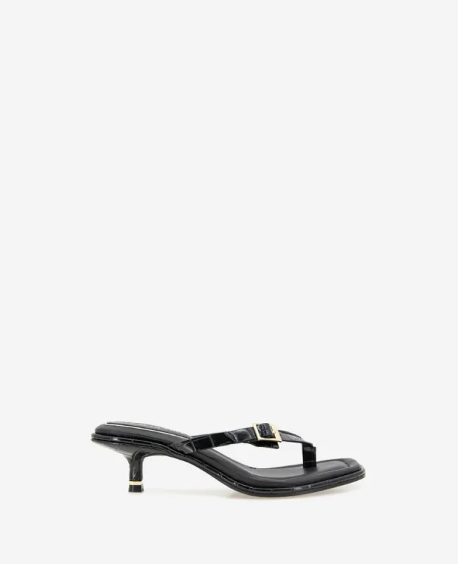 Gillie Embossed Croco Kitten Heel Buckle Sandal sold by Kenneth Cole