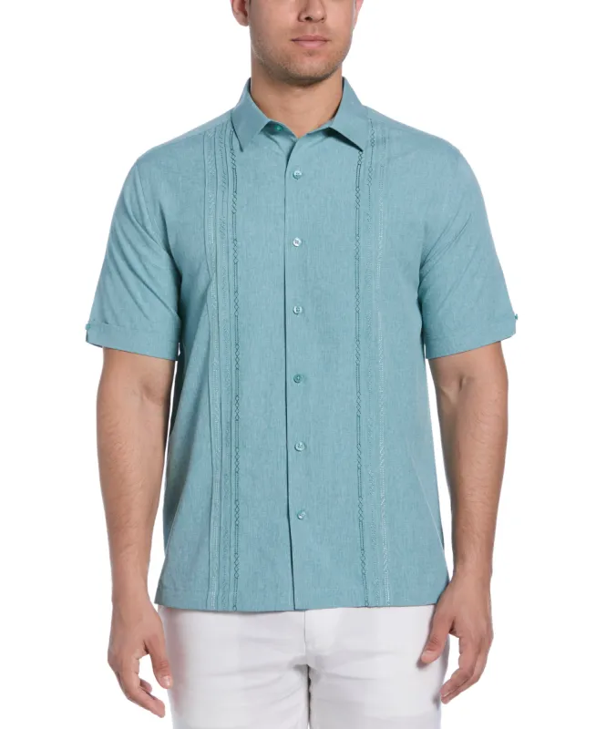 Geo Embroidered Panel Chambray Shirt sold by Cubavera