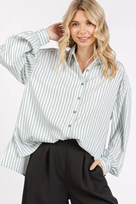 Mittoshop Button Down Striped Long Sleeve Shirt sold by Charming Charlie