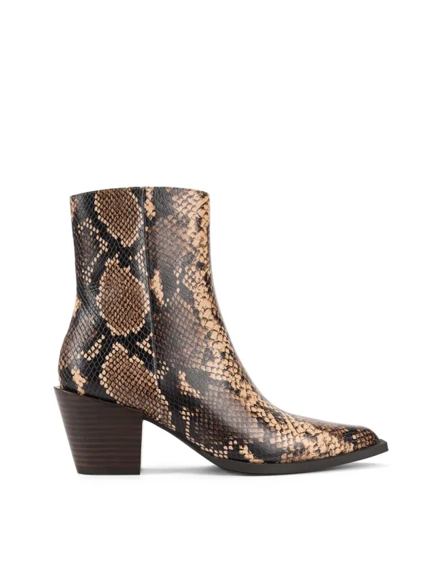Roger Ankle Boots - Brown Snake Leather sold by Siren Shoes