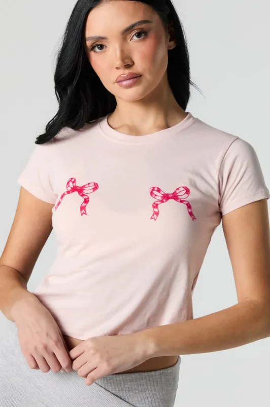 Bow Graphic Cropped T-Shirt sold by Urban Planet
