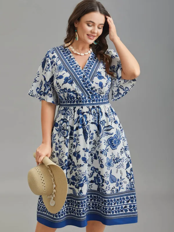 Floral Print Wrap-Neck Pocket Midi Dress sold by Bloomchic