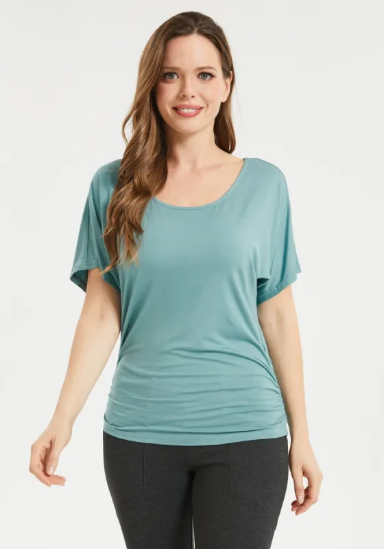 Ruched Dolman Tee (Sage) sold by Betabrand