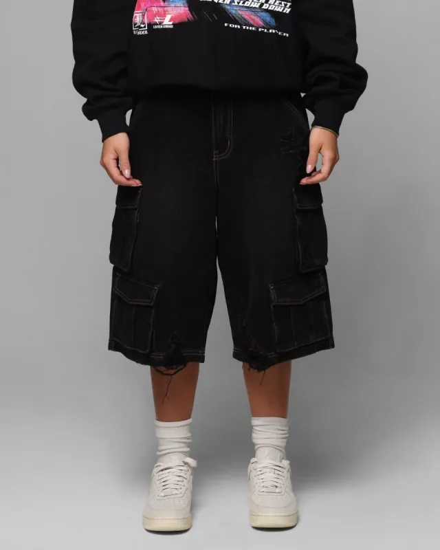 Loiter Collateral Cargo Shorts Black Wash sold by Culture Kings