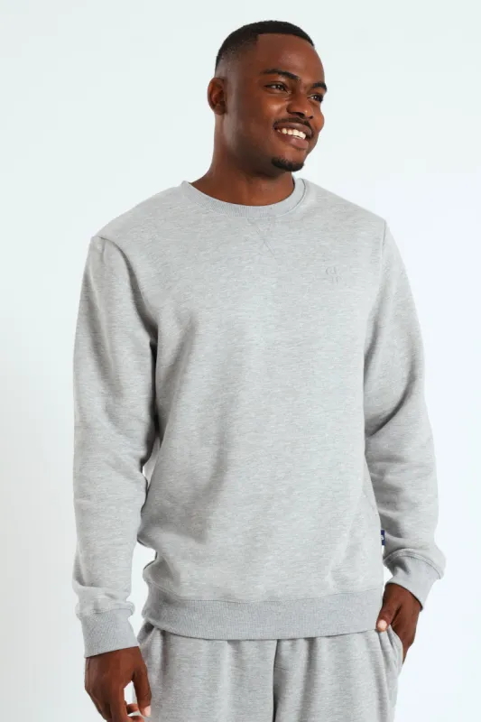 Plain Crew Fleece Sweat Top - Grey Melange sold by Edgars