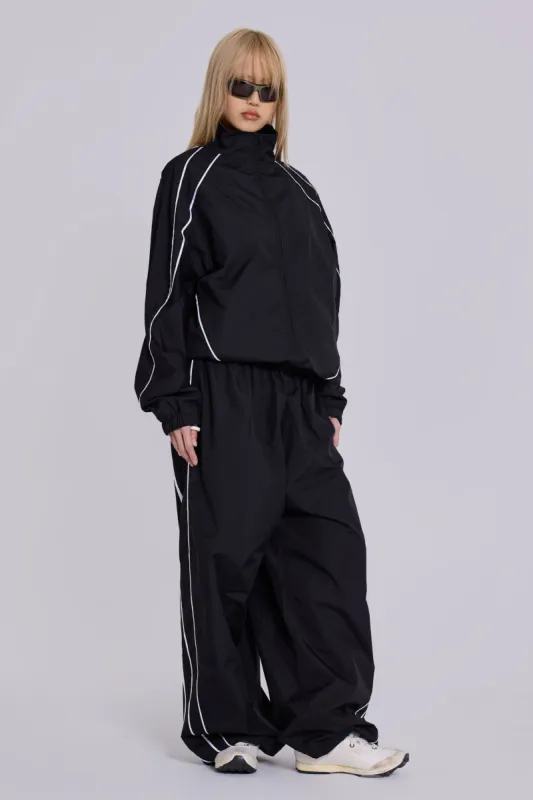 Black Vapor Tracksuit Bottoms sold by Jaded London