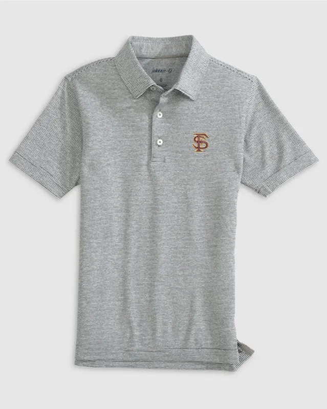 Florida State University Lyndonn Jr. Striped Jersey Performance Polo - Baseball Logo sold by Johnnie-O