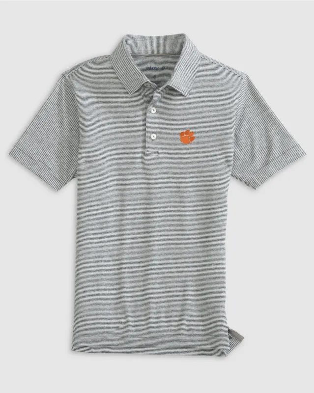 Clemson Lyndonn Jr. Striped Jersey Performance Polo sold by Johnnie-O
