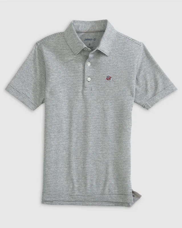 Fresno State Lyndonn Jr. Striped Jersey Performance Polo sold by Johnnie-O