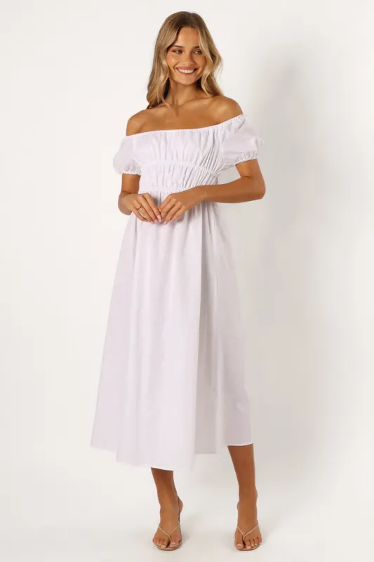 Sofia Off Shoulder Maxi Dress - White sold by Petal & Pup